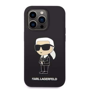 Karl Lagerfeld Silicone Ikonik vāciņš ierīcei iPhone 14 Pro, ar MagSafe, melns