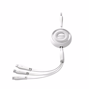 Joyroom Colorful Series S-A40 izbīdāmais 3-in-1 kabelis USB-A - USB-C / Lightning / Micro USB 1m - balts