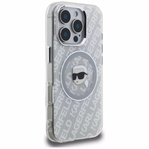 Karl Lagerfeld IML Karl Head Logo MagSafe Case for iPhone 16 Pro - Gray