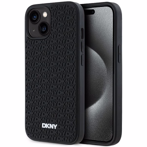 DKNY 3D Gumijas apvalks ar atkārtotu rakstu iPhone 15/14/13 - melns