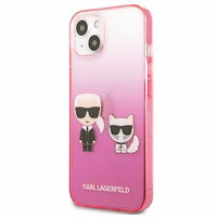 Karl Lagerfeld Gradient Ikonik Karl&Choupette viedtālruņa apvalks iPhone 13 mini – rozā