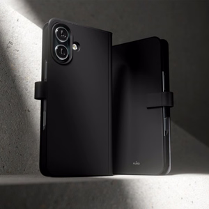Puro Wallet noņemams magnētiskais 2in1 PU ādas viedtālruņa apvalks ar atloku un maku iPhone 16 - melns