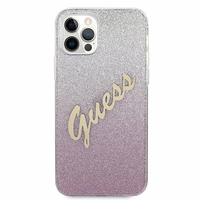Guess GUHCP12MPCUGLSPI iPhone 12/12 Pro 6.1" rozā kietais vāciņš Glitter Gradient Script