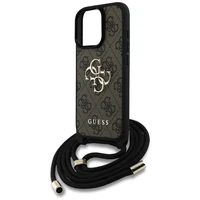 Guess 4G Big Logo Cord Stap viedtālruņa apvalks iPhone 16 Pro Max - brūns