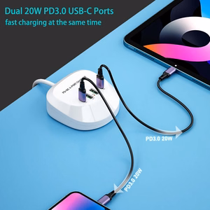 Ceļojumu lādētājs T3P+ - 2xType C + 2xUSB - QC + PD 40W balts