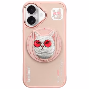 Nimmy Glasses Cool Cat MagSafe viedtālruņa apvalks iPhone 16 - rozā