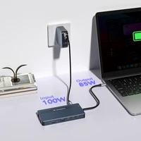USB-C Hub 14 in 1 Wozinsky WDS03Y5S daudzfunkcionāls, alumīnijs, 3 monitoriem, ar 15 cm kabeli - pelēks