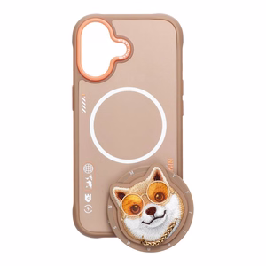 NIMMY viedtālruņa apvalks GLASSES COOL DOG saderīgs ar MagSafe priekš IPHONE 17 bēšs