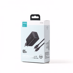 Joyroom ātrais GaN lādētājs 65W USB-A, 2x USB-C melns + USB-C - USB-C kabelis 100W 1.2m (TCG01)
