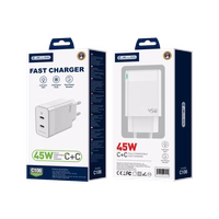 JELLICO sienas lādētājs C106 GaN PD 45W 2xUSB-C balts