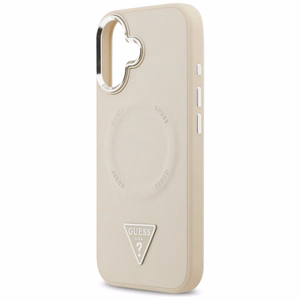 GUESS viedtālruņa apvalks IPHONE 17 saderīgs ar Magnētisko GUHMP17SPSDTSCME (PU W/ Triangle Logo) bēša