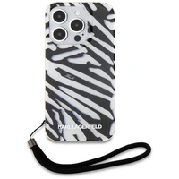 Karl Lagerfeld IML Zebra Pattern & Cord viedtālruņa apvalks iPhone 15 Pro - melns