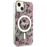 Guess GUHMP14MHCFWSP iPhone 14 Plus 6.7" rozā/rozā cietais apvalks Zieds Magnētiskais