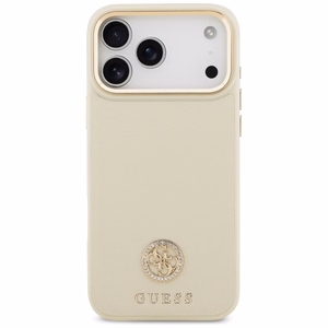 Guess Grained Strass Logo MagSafe чехол iPhone 17 Pro Max бежевый