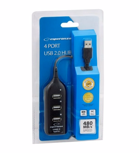 Esperanza EA116 interface hub 480 Mbit/s melns