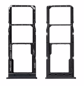 SIM kartes turētājs Samsung A125 A12/A127 A12S melns oriģināls (oriģināls komplekts)