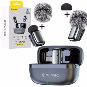 Blavec Lavalier mikrofoni x 2 MK-03 ClipGo Type C (LMMK03-S) sudrabs