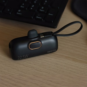 Forever mini portatīvais lādētājs MTB-100 22.5W 5000 mAh USB C melns