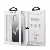 Guess GUHCP12SPCUGLSBK iPhone 12 mini 5.4" melns/melns cietais apvalks Glitter Gradient Script