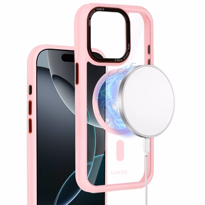 Liavec Hybrid Magsafe Clear Case for Iphone 15 Pro Max light pink