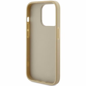 Guess Glitter Script Big 4G viedtālruņa apvalks iPhone 15 Pro – zeltains