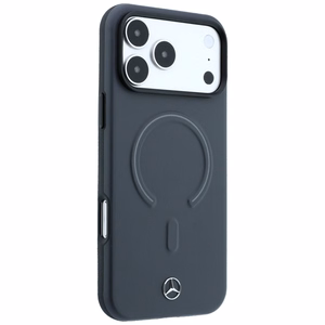 Mercedes 3D MagSafe ādas maciņš, paredzēts iPhone 18 Pro Max / 17 Pro Max, antracīta krāsā