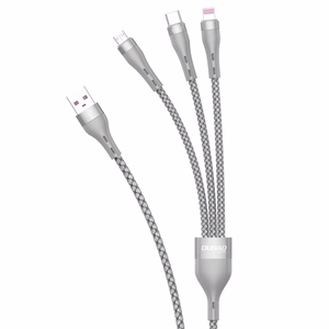 Dudao 3in1 USB kabelis Lightning / microUSB / USB Type C 65W 1.2m pelēks (L20X)