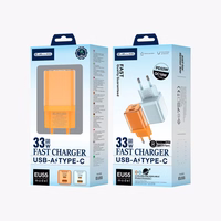 JELLICO sienas lādētājs EU55 GaN PD 33W 1xUSB-C + 1xUSB QC3.0 Oranžs