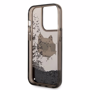 Karl Lagerfeld KLHCP14XLNCHCK iPhone 14 Pro Max 6.7" melns/melns kietais apvalks Glitter Choupette Head