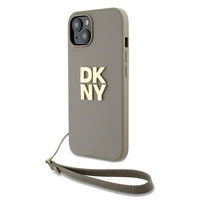 DKNY Viedtālruņa apvalks ar siksniņu un logotipu iPhone 15 Plus - bēšs