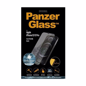 PanzerGlass E2E Super+ Microfracture antibakteriālais rūdītais stikls iPhone 12 / 12 Pro – ar melnu ietvaru