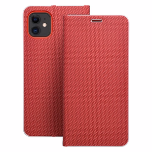 LUNA Book Carbon viedtālruņa apvalks IPHONE 11 sarkans