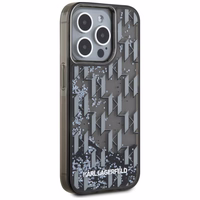 Karl Lagerfeld Liquide Glitter Monogram Gradient viedtālruņa apvalks iPhone 15 Pro Max - melns