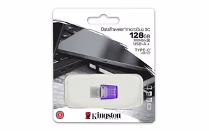 Kingston Technology DataTraveler microDuo 3C USB zibatmiņa 64 GB USB Type-A / USB Type-C 3.2 Gen 1 (3.1 Gen 1) violets, nerūsējošs tērauds
