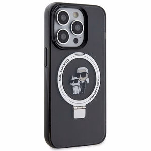 Karl Lagerfeld KLHMP15XHMRSKCK iPhone 15 Pro Max 6.7" melns ar statīvu Viedtālruņa apvalks Karl&Choupette MagSafe