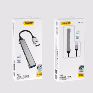Dudao A16B 4-in-1 USB centrmezgls, USB-A–4 × USB 3.0, pelēks