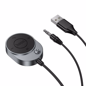 Bezvadu automašīnas uztvērējs Hoco AUX Bluetooth ar kabeli Jack 3,5 mm E150 metālisks pelēks