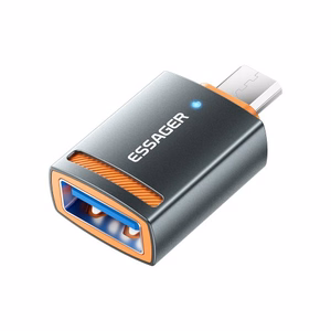 Adapteris Essager "HuntUM" Melns (In: USB / Out: MicroUSB)