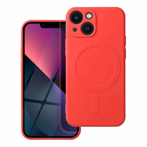 Чехол для iPhone 13 Mini силиконовый Mag Cover совместимый с MagSafe красный