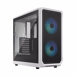 Fractal Design Focus 2 RGB FD-C-FOC2A-04 – datora korpuss, ATX vidēja izmēra korpuss, RGB, rūdīta stikla sānu logs, balts