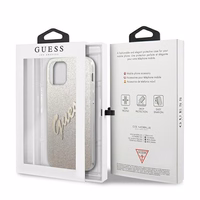 Guess GUHCP12LPCUGLSGO iPhone 12 Pro Max 6.7" zelts kietais vāciņš Glitter Gradient Script