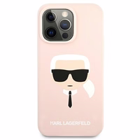 Karl Lagerfeld Silikona Karl`s galvas viedtālruņa apvalks iPhone 13 Pro Max 6.7" - gaiši rozā