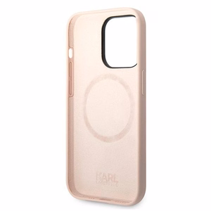 Karl Lagerfeld KLHMP14XSLKHLP iPhone 14 Pro Max 6.7 "cietais apvalks gaiši rozā / gaiši rozā silikona Karl`s Head Magnētiskais