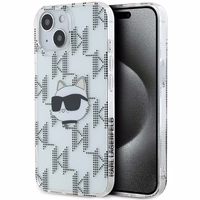 Karl Lagerfeld IML Choupette galvas un monogrammas apvalks iPhone 15 / 14 / 13 - caurspīdīgs