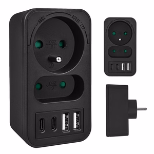 Maclean MCE249 F/B – elektrības kontaktligzdu sadalītājs, 2 kontaktligzdas, 4 USB porti: 2×USB-A un 2×USB-C PD 20 W, 1×16 A + 1×6 A
