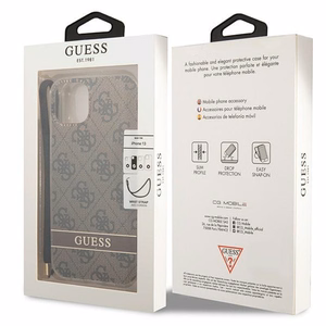 Guess GUOHCP14MH4STW iPhone 14 Plus 6.7 "brūns / brūns cietais apvalks 4G druka Siksna