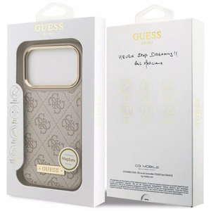 Guess 4G Logo Plate MagSafe Чехол для iPhone 17 Pro - розовый