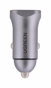 Ugreen USB Type-C / USB 24W Power Delivery Quick Charge automašīnas lādētājs pelēks (30780)