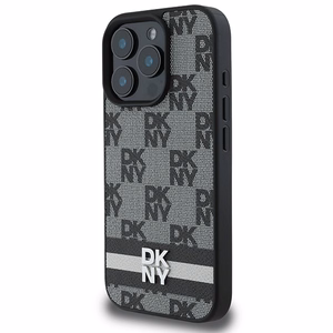 DKNY Viedtālruņa apvalks iPhone 16 Pro ar patikrētu rakstu un drukātām svītrām - melns