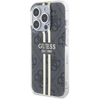 Guess IML 4G Gold Stripe viedtālruņa apvalks iPhone 15 Pro - melns